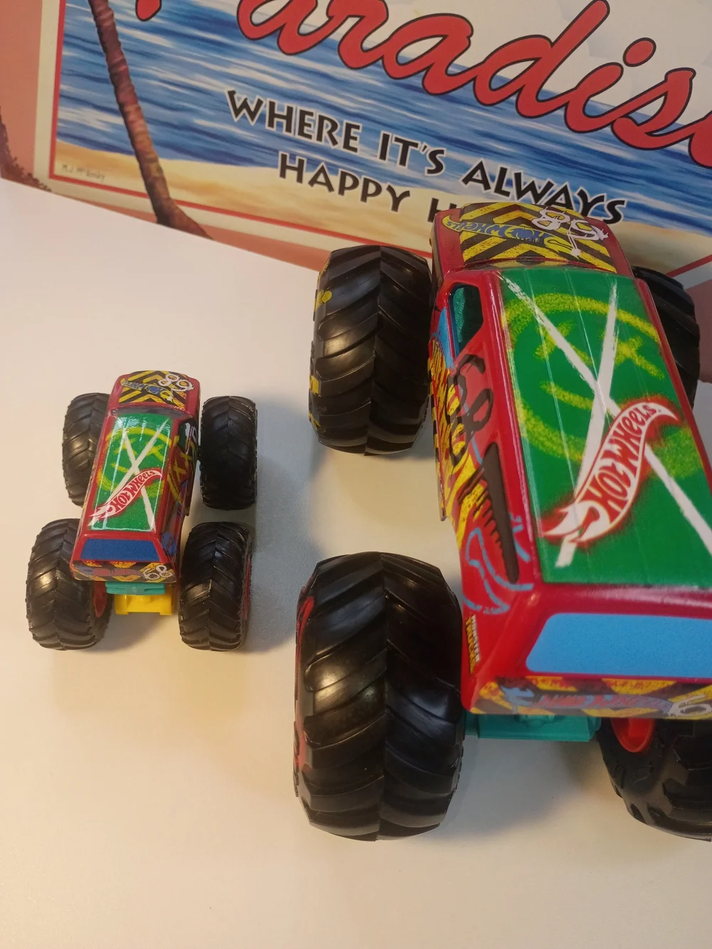 Lot Of 2 Hot Wheels Monster Trucks Demolition Graffiti #68 1/24 &1/64